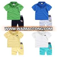 Wholesale Children Polo T-shirt and Short Pants 2 Piece Set Cheap Kids Clothes Children